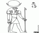 The mighty god Ra is the origin of life in the Egyptian mythology. The representation of Ra is a man with a hawk head crowned by the solar disk