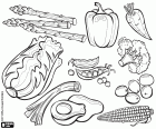 Another collection with drawings of various vegetables to colour. Vegetables are essential for a healthy diet
