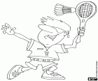 A badminton player at the moment of performing a smash