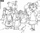 The family of three bears and Goldilocks, the four protagonists of this classical short story