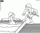 Two Roman citizens taking a bath in the hot springs. The thermae were also a place of informal meeting in ancient Rome