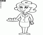 The stewardess with the tray of drinks