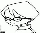 The face of Jeremy Belpois with his glasses, a character from Code Lyoko