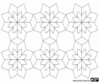 A pattern that has a geometrized flower as generator, resembling an origami flower. This pattern consists in six flowers that generate octagons and rhombuses