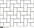 This pattern is based on rectangular pieces placed in herringbone. This is a very traditional composition in pavements made by pieces. The rectangles have a proportion of 2 to 1