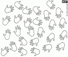 A fun pattern with many hands. This pattern is inspired by cave paintings and the little children paintings