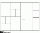 A base rectangle decomposed in a fitting of several rectangles with different proportions and dimensions, a geometric pattern