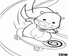 The Zhu Zhu Pets hamster, Mr Squiggles, in a descent with his skateboard