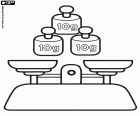 The weighing instruments are essential in the laboratory, currently exist much more accurate digital systems. In this coloring page have the more traditional weighing instruments: a small balance scales with weights of ten grams for the laboratory