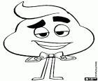 Poop, an elegant emoji with a bow tie, a character in the film of Emoji