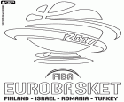 The logo of FIBA EuroBasket 2017, the european male basketball championship from August 31 to September 17, 2017, in four countries, Finland, Israel, Romania and Turkey