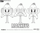 The emoji of the three wise monkeys from Japanese mythology, characters from the movie Emoji