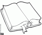 In the history of the humanity the books have contained all kinds of knowledge. Currently the books, and in general the printed work, have been replaced by digital support in many areas but are still the universal reference to preserve culture and knowledge. A coloring page with an open book at the school