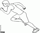 An athlete at the time of acceleration during a speed race