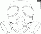 A gas mask with three filters for the Halloween costume