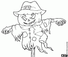 A spooky scarecrow at the Halloween night