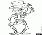 An elegant living skeleton with top hat