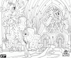 Princess Celestia, Princess Luna and Princess Candance. The Royal Alicorn Princesses of Equestria inside the royal throne room, in the castle of Canterlot