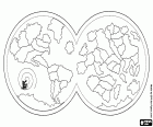 An ancient map of the Earth, with seas and oceans, the continents and some geographic areas. An ancient nautical chart