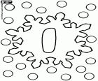 A large snowflake with an I, an uppercase letter inside, coloring page from the alphabet with snowflakes