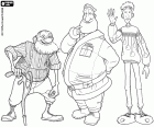 Three generations of the Santa Claus family, the outdated grandfather, the current Santa Claus and the young Arthur Christmas