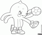 The octopus Pypus plays football. In this coloring page we see Pypus kicking the ball