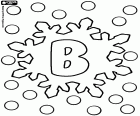 The first consonant of the alphabet with snowflakes is the letter B
