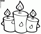 Three candles at Christmas, a traditional Christmas decoration
