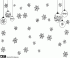 The ice crystals and six decorative balls hanging, a delicate pattern for Christmas