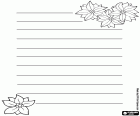 A sheet of paper decorated with poinsettias to print, color and write the letter to Santa Claus