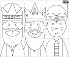 A puzzle to color with the faces of the three wise men, Melchior, Caspar and Balthasar