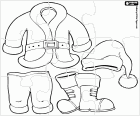Puzzle with typical Santa Claus's dress for  Christmas: coat, pants, hat and boots