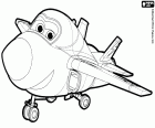 Jerome with a smile in its form of supersonic airplane, a character of Super Wings