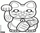 Maneki-neko, popular Japanese figurine, the talisman of good fortune in the Japanese tradition