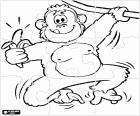 Puzzle with a chimpanzee hanging from a liana with a banana in his hand