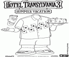 Frank is happy during his holidays with his shirt inspired in Poker, a scene from the new film Hotel Transylvania 3 Summer Vacation