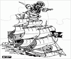 Puzzle of a pirate ship with the captain at the crow's nest