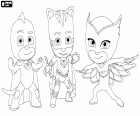 Gekko, Catboy and Owlette are the three members of the superheroes team of PJ Masks