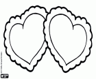 Two decorated and linked hearts of Valentine's Day