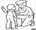 Puzzle with a policewoman helping children