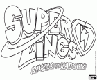Logo of the SuperZings or SuperThings, collection of small collectible toys. The little plastic characters are everyday objects turned into heroes and villains, the rivals of Kaboom