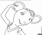 The smiling face of ballerina Viki, one of Angelina Ballerina's friends