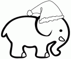 An elegant elephant with a big Santa hat