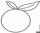 An orange drawn in a simple way for coloring. Oranges are citrus fruits, they are the fruits of orange trees. There are many varieties of orange trees, the fruit trees of the genus Citrus