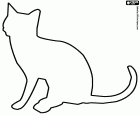 Coloring silhouette with the side view of a cat sitting on its hind legs
