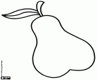 A coloring page of a pear with a characteristic shape in its widest part