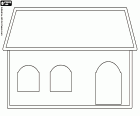 A simplified drawing of the house where the three bears protagonists of the children's story live