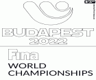 Logo of the World Aquatics Championship Budapest 2022. This world championship organized by FINA is held in the Hungarian capital from June 18 to July 4, 2022