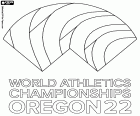 The logo of the 2022 World Athletichs Championships organized by the IAAF that takes place in Eugene, Oregon, USA, from July 15 to 24, 2022