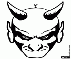 Mask for the Halloween party with the face of a demon with the horns